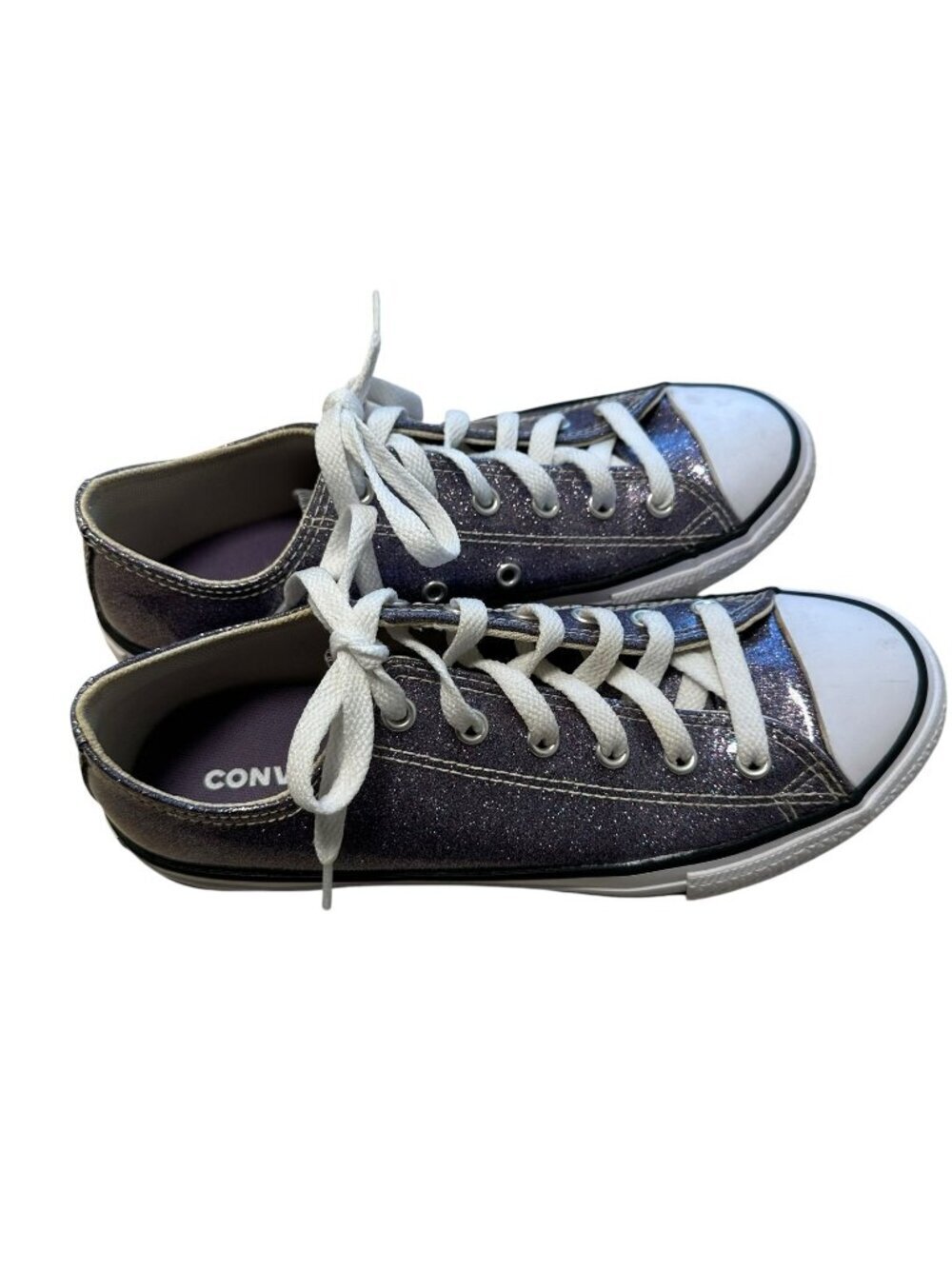 Converse All Star Metallic Purple Fashion Low Sneakers Shoes Junior Size 5